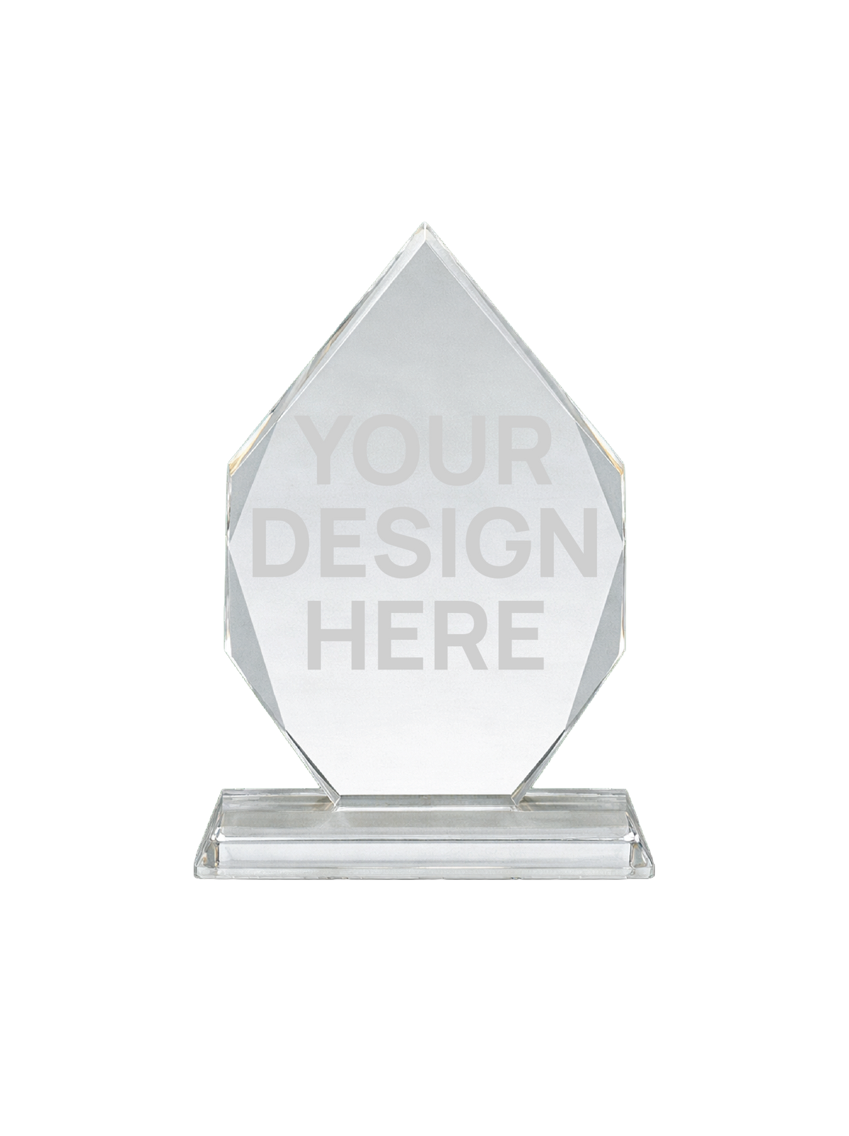 7 inch diamond crystal award with a 'Your design here' laser etch area