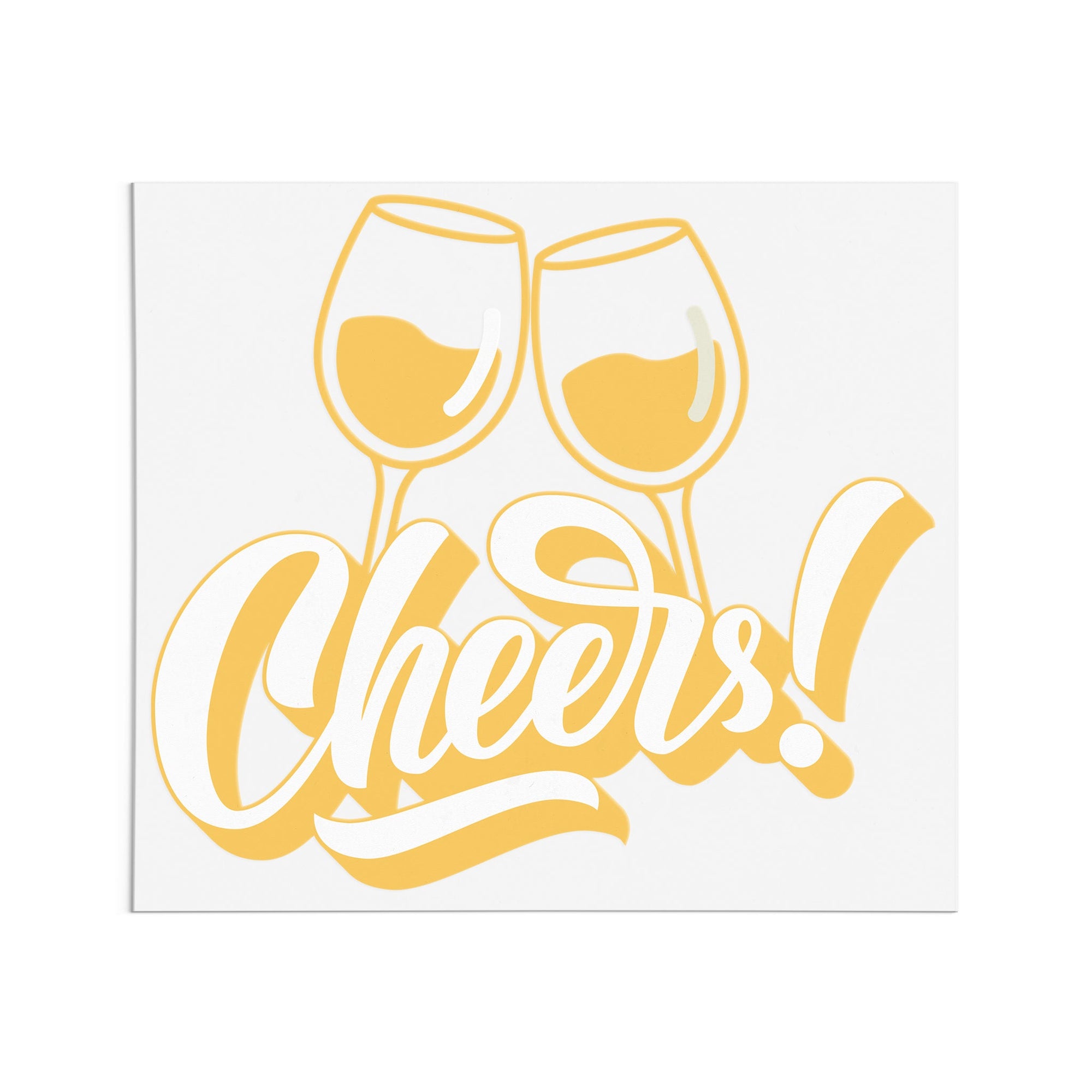 Cheers Script With Champagne Glasses DTF Transfer
