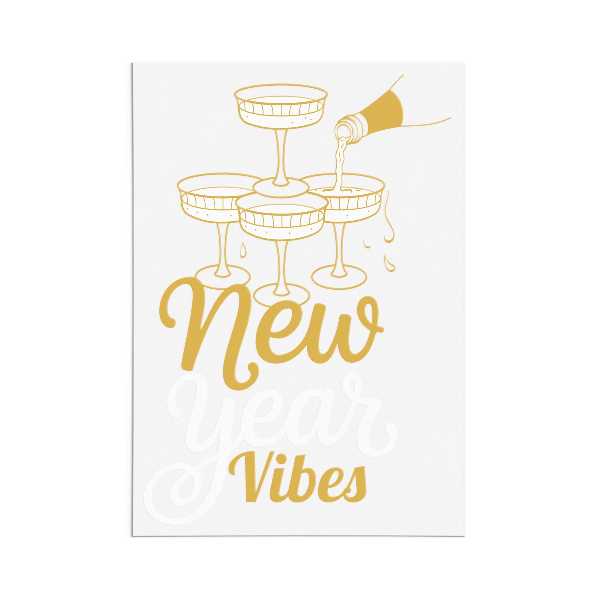 New Year Vibes Champagne Illustration DTF Transfer