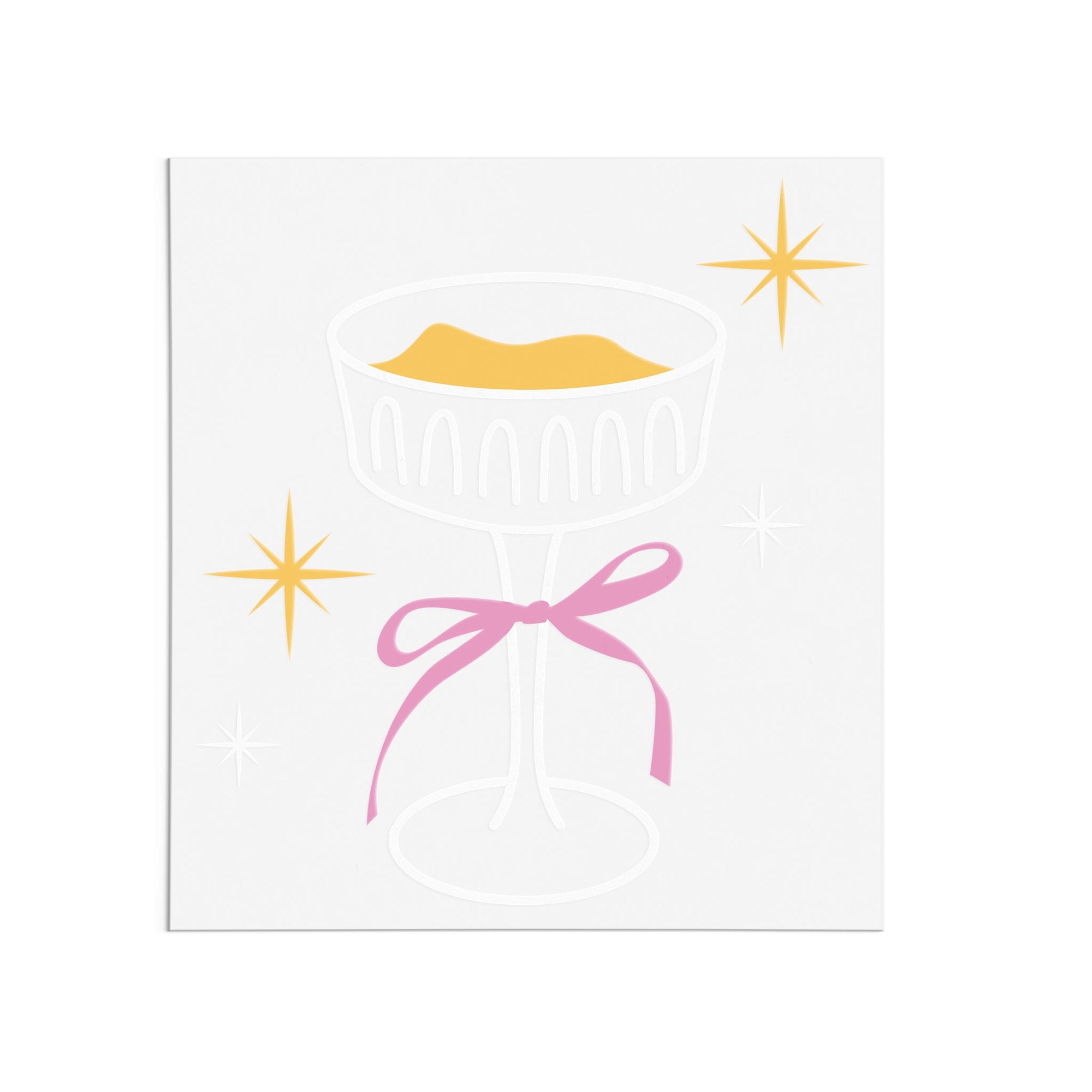 Cocktail Glass With Ribbon Illustration DTF Transfer