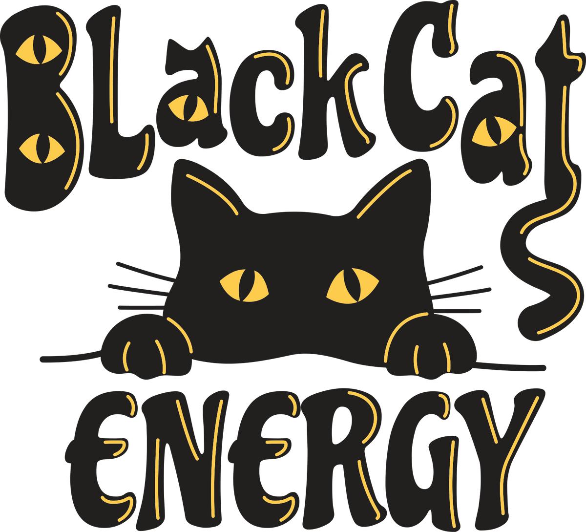 Black Cat Energy Direct to Film transfer design