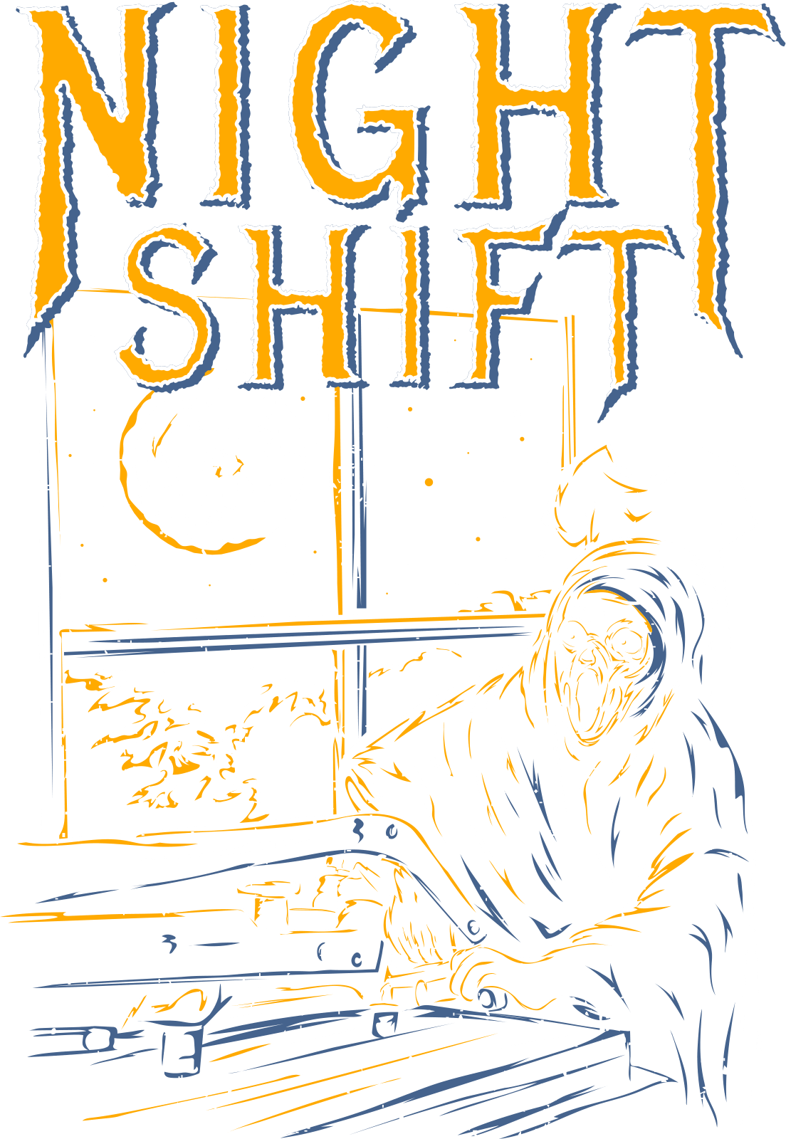 Night Shift Orange Direct to Film transfer design