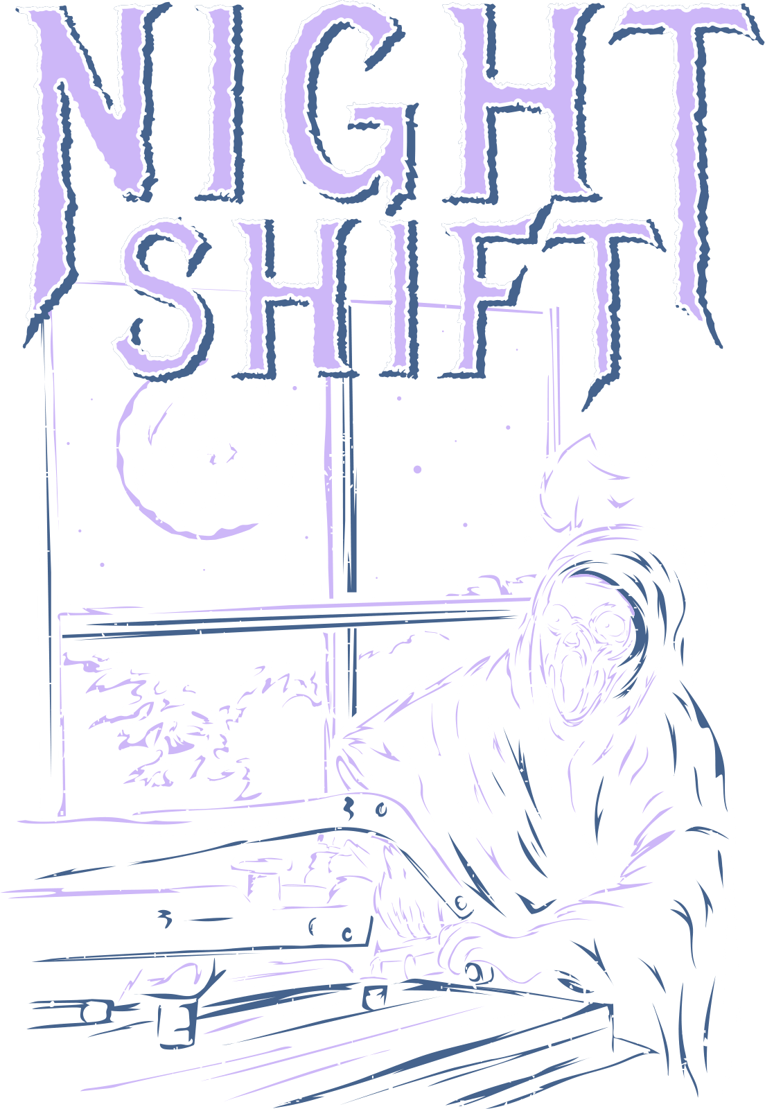Night Shift Purple Direct to Film transfer design