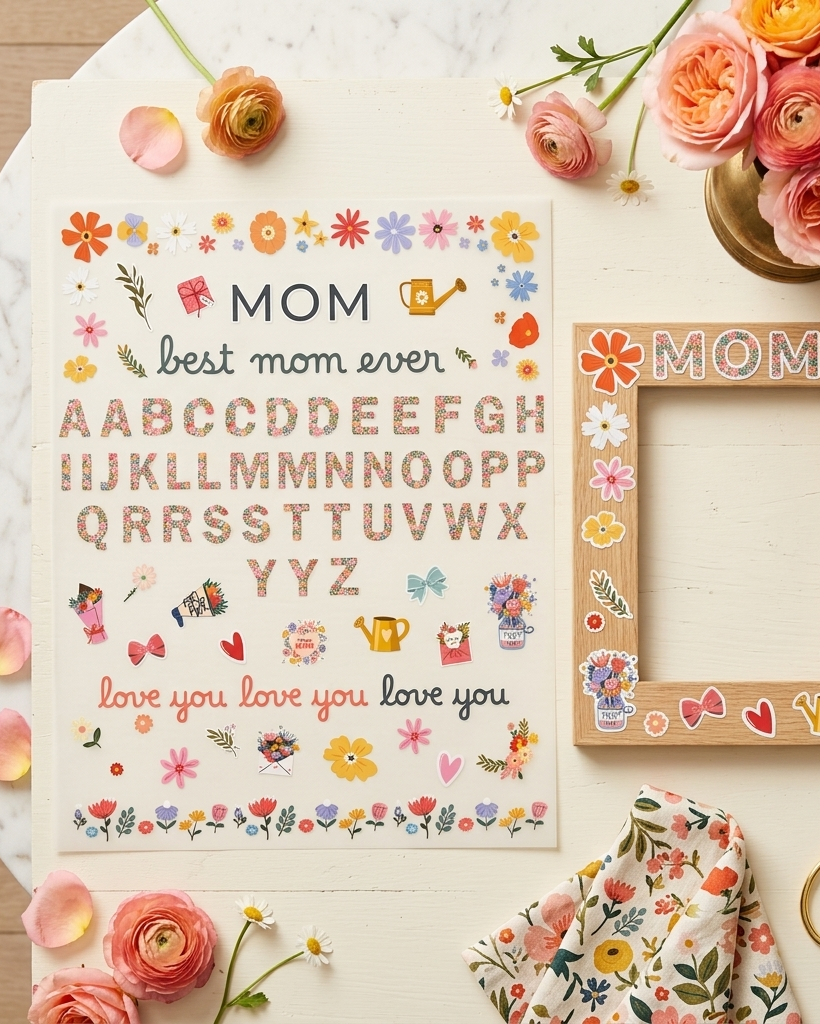 Floral Botanical Mother's Day UV DTF Sticker Sheet
