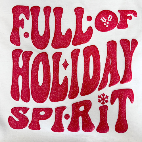 Holiday Spirit Glitter Puff Screenprint Transfer