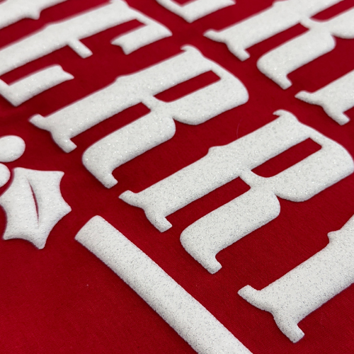 Merry Holly Glitter Puff Screenprint Transfer