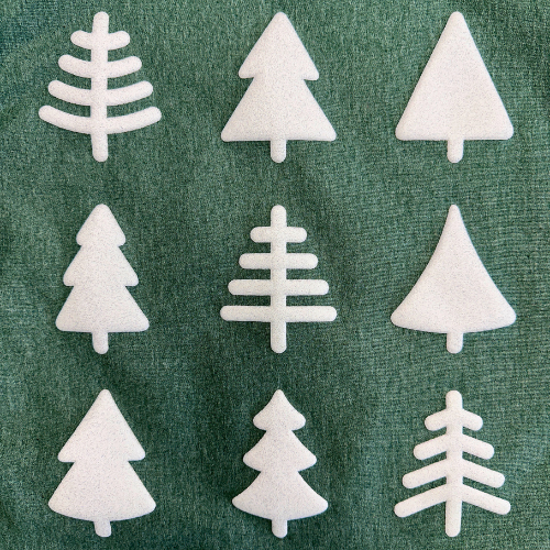 Holiday Trees Glitter Puff Screenprint Transfer