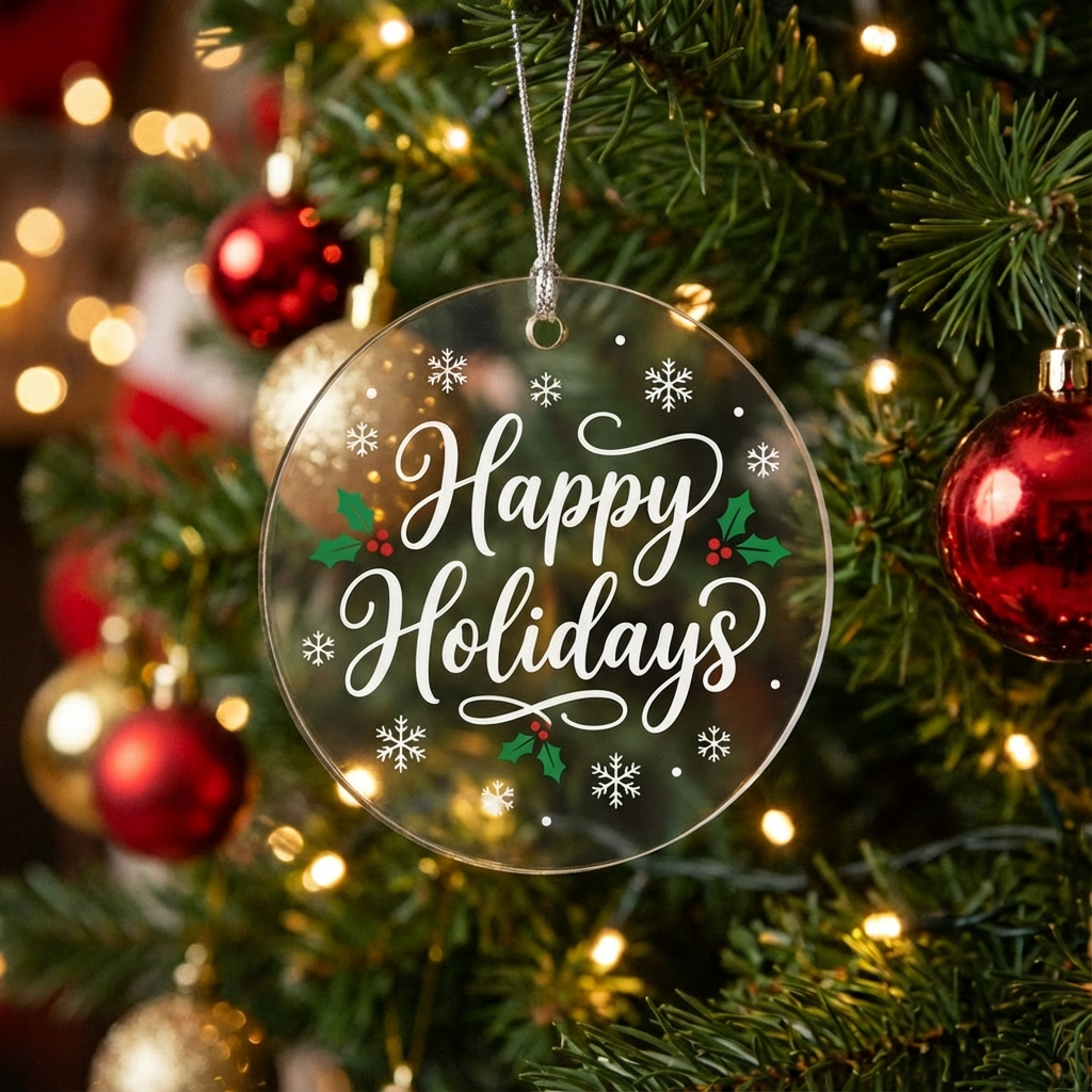 3" Clear Blank Acrylic Holiday Ornaments