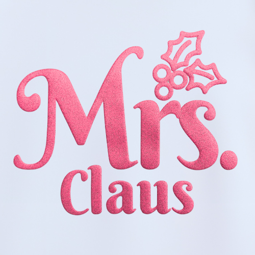 Mrs Claus Glitter Puff Screenprint Transfer