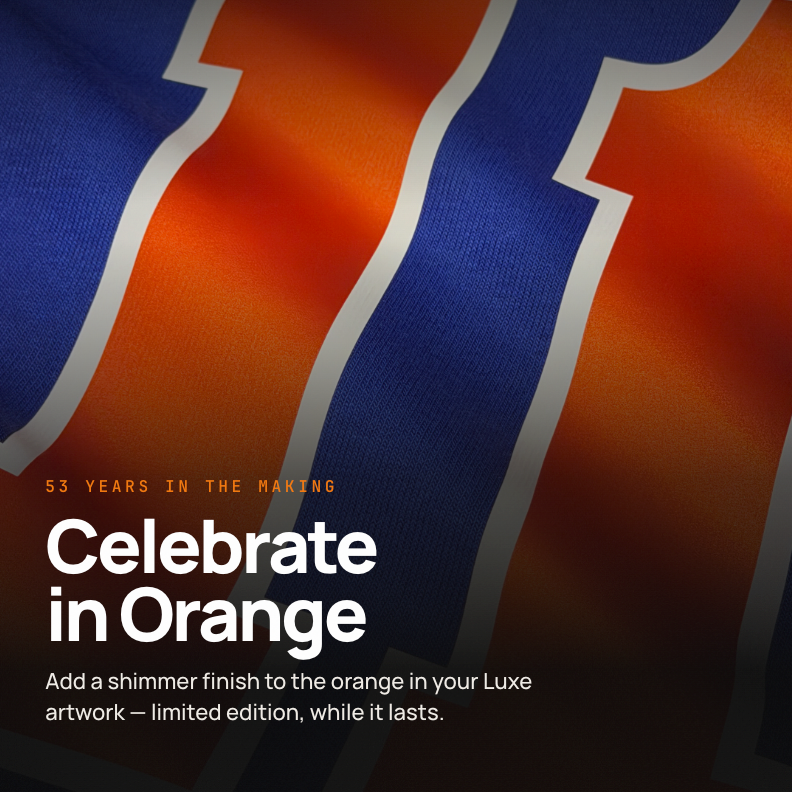 Promotional graphic with orange and blue design and text about a limited edition product.