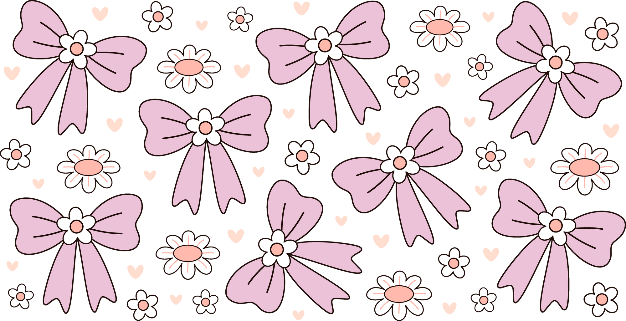 Pink Bows & Daisies UV DTF Cup Wrap