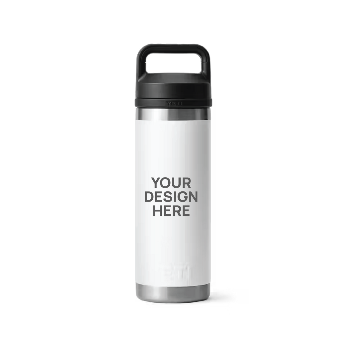 YETI 18oz Rambler Bottle in White with a 'Your design here' engraving area