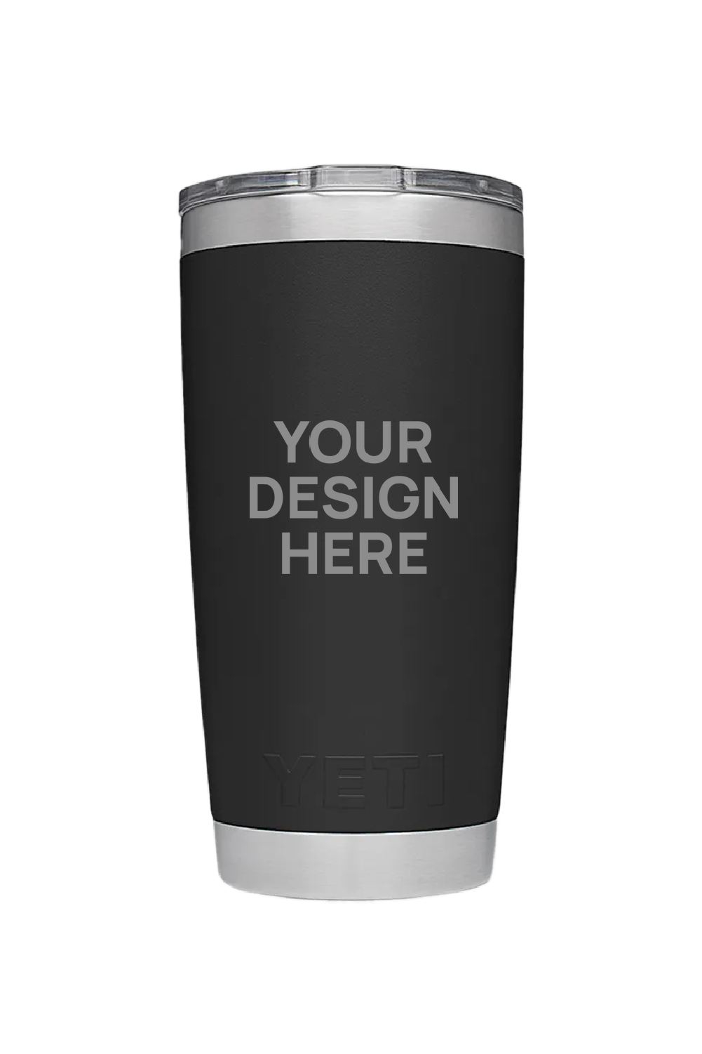 YETI 20oz Rambler Tumbler in Black with a 'Your design here' engraving area