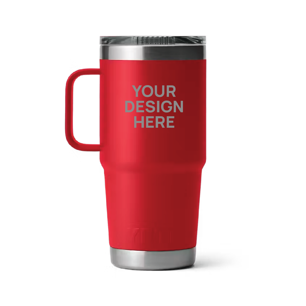 YETI 20oz Travel Tumbler in Red with a 'Your design here' engraving area