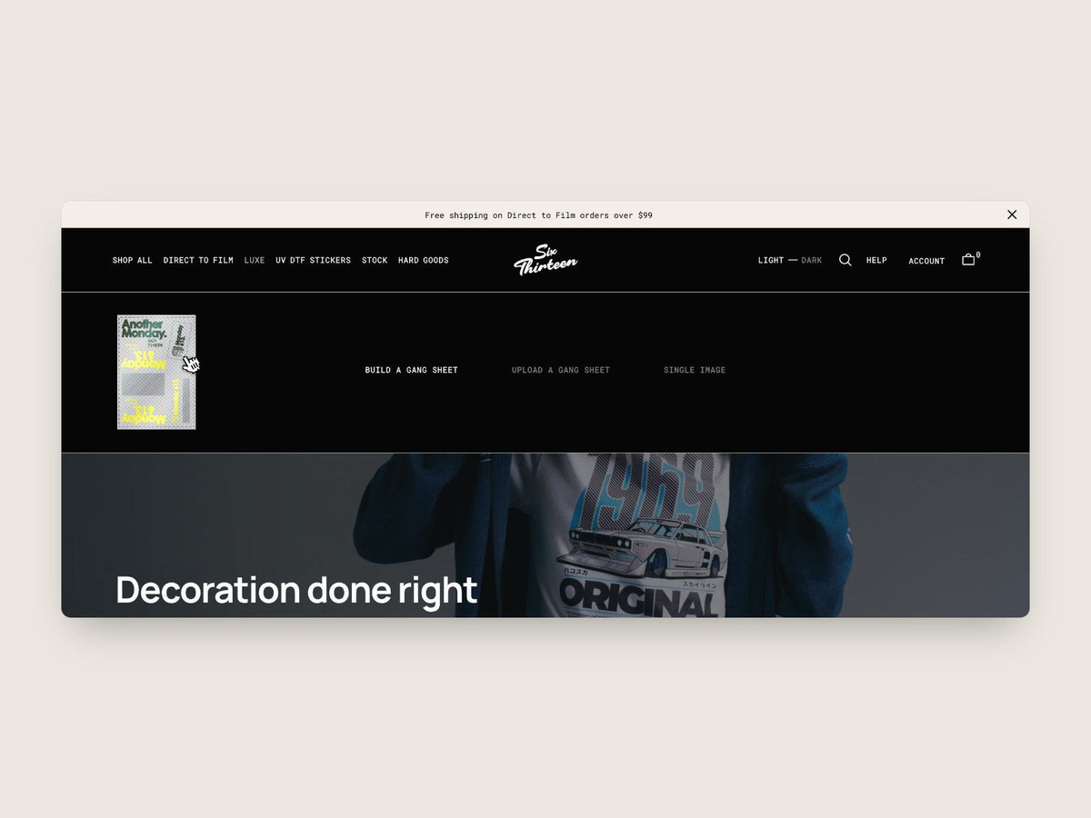 The new header menu open on Luxe