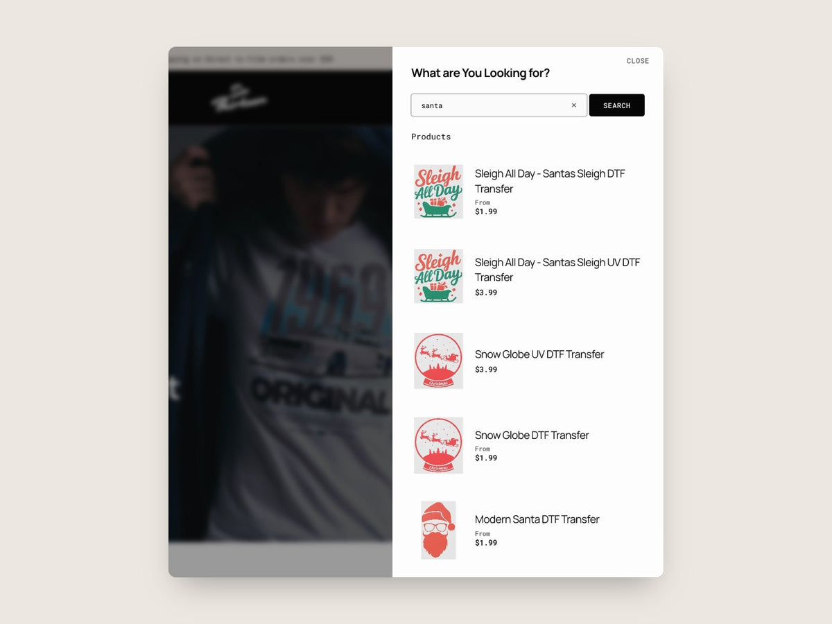 Search showing results as you type