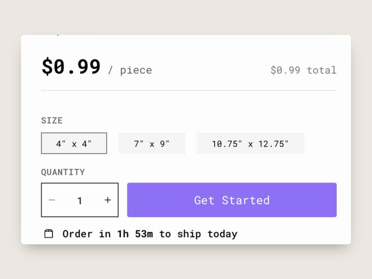 Estimated ship time shown on a product page